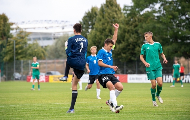 Patrik Kristal kandis tänavu Eesti U16 koondises kaptenipaela. Foto: Liisi Troska / jalgpall.ee