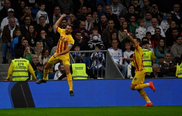 Cristhian Stuani tähistamas 1:1 viigiväravat Real Madridi vastu. Foto: Scanpix / Pierre-Philippe Marcou / AFP
