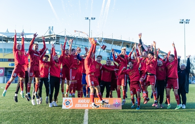 Mullu Esiliiga v&otilde;itnud Harju JK Laagri m&auml;ngib t&auml;navu esimest hooaega Premium liigas. Avavoorus minnakse vastamisi tiitlikaitsja FC Floraga. Foto: Jana Pipar / jalgpall.ee