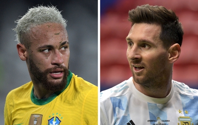 Kahest suurest saab võita vaid üks. On selleks Neymar või Lionel Messi? Või mitte kumbki? Foto: Scanpix / AFP / Carl de Souza / Nelson Almeida