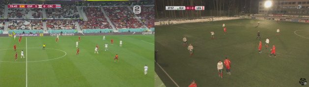 Pildil samaaegne kuvatõmmis ETV2 ja Soccernet.ee ülekannetest
