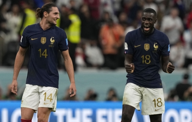 Adrien Rabiot ja Dayot Upamecano kohtumises Inglismaaga. Foto: Scanpix / Frank Augstein / AP Photo