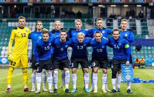 Eesti meeste jalgpallikoondis enne 19. novembril peetu Balti turniiri 3. koha mängu Leeduga. Foto: Brit Maria Tael