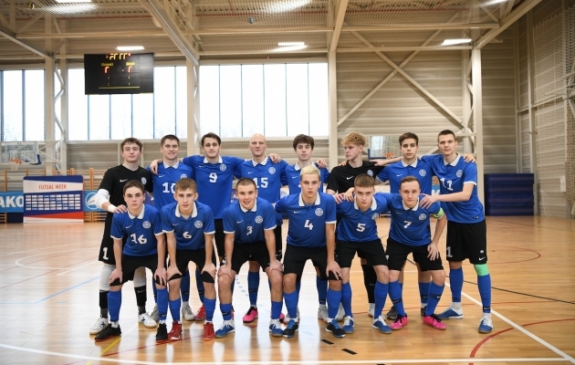 Eesti U19 koondis enne pronksimängu Türgiga. Foto: Futsal Week Facebook