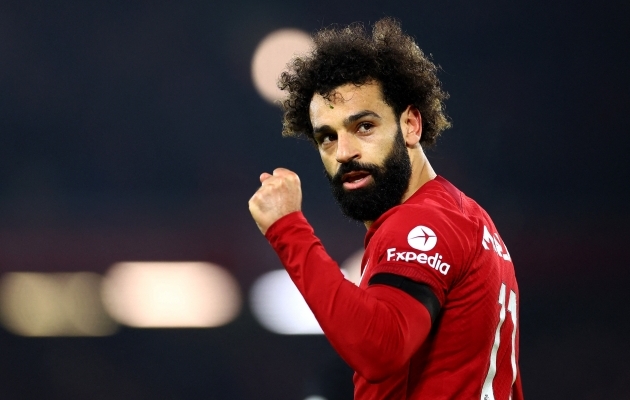 Liverpooli esimese v&auml;rava autor oli Mohamed Salah. Foto: Scanpix / Reuters / Carl Recine
