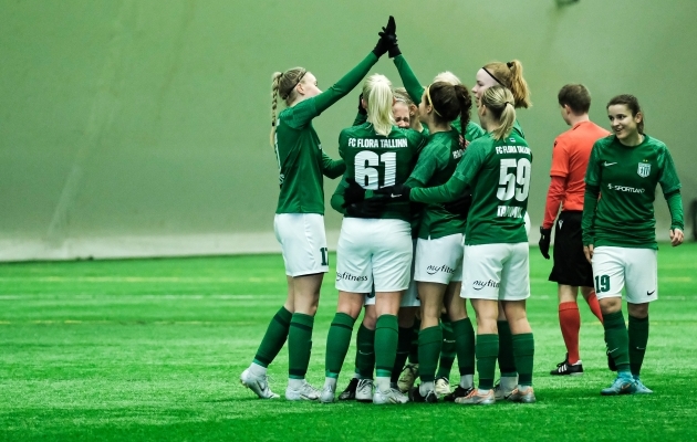 Kaugelt postipõrkega lätlannade väravasse palle saatnud Flora jätkab Balti liiga liidrina