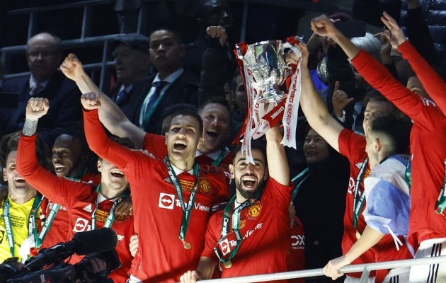 Manchester United alistas liigakarika finaalis Newcastle Unitedi ning l&otilde;petas pea kuus aastat kestnud karikap&otilde;ua. Foto: Scanpix / John Sibley / Reuters