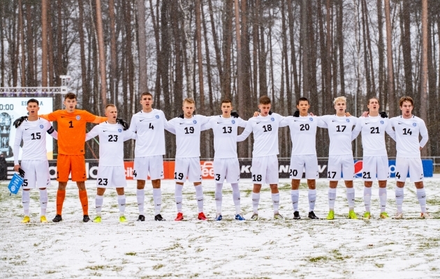 Eesti U21 koondis novembrikuises kohtumises Lätiga. Foto: Liisi troska / Jalgpall.ee