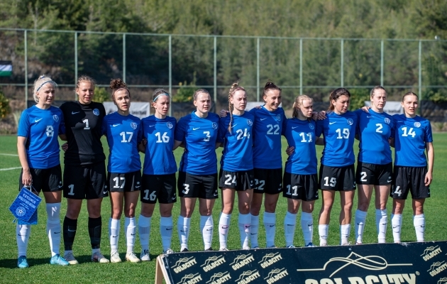 Eesti naiste koondis eelmises mängus Põhja-Makedoonia vastu. Foto: Liisi Troska / jalgpall.ee
