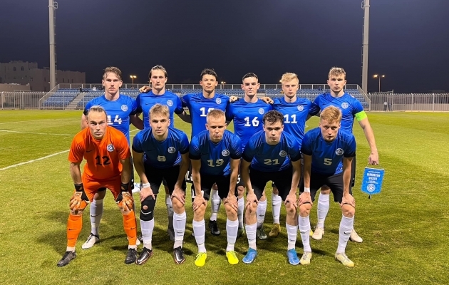 Eesti U21 koondise algkoosseis Bahreinis. Foto: Eesti jalgpall / Facebook
