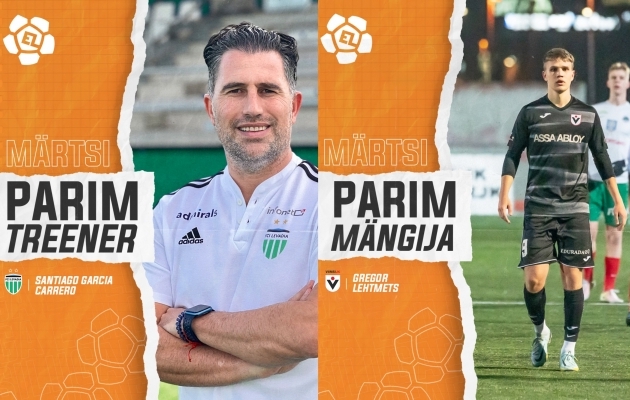 Esiliigas nimetati parimateks FCI Levadia U21 peatreener ning viis väravat löönud Viimsi ründaja  (+ Esiliiga B) 