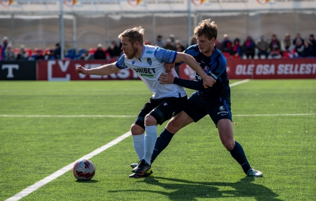 Ats Purje l&otilde;i Kalevi v&otilde;iduv&auml;rava. Foto: Liisi Troska / jalgpall.ee