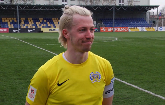 M&auml;rten Pajunurm t&otilde;i FC Kuressaarele v&otilde;idu. Foto: Soccernet.ee