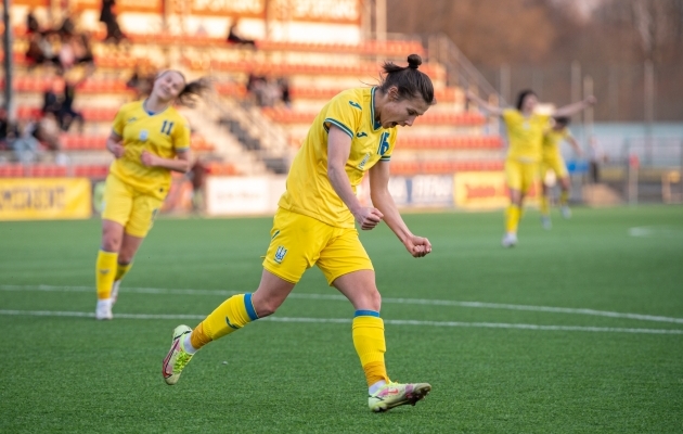Olga Ovdit&scaron;uk l&otilde;i kohtumise ainsa v&auml;rava. Foto: Liisi Troska / jalgpall.ee