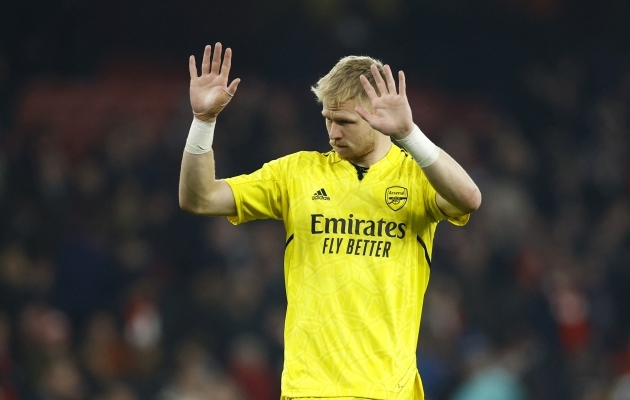 Kui Arsenalil on vaja, oskab venitada ka Aaron Ramsdale. Foto: Scanpix / Reuters / John Sibley