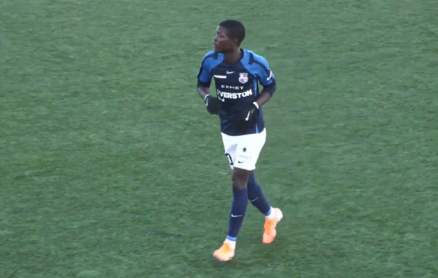 Modou Lamin Demba kuulus Paide protokolli vaid kahes mängus. Foto: kuvatõmmis jalgpall.ee otseülekandest