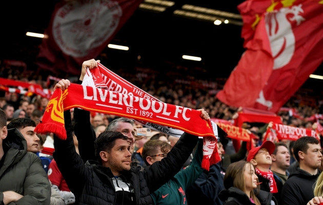 Liverpooli kodus k&otilde;lab Suurbritannia rahvush&uuml;mn. Foto: Scanpix / Gary Oakley / CSM via ZUMA Press Wire