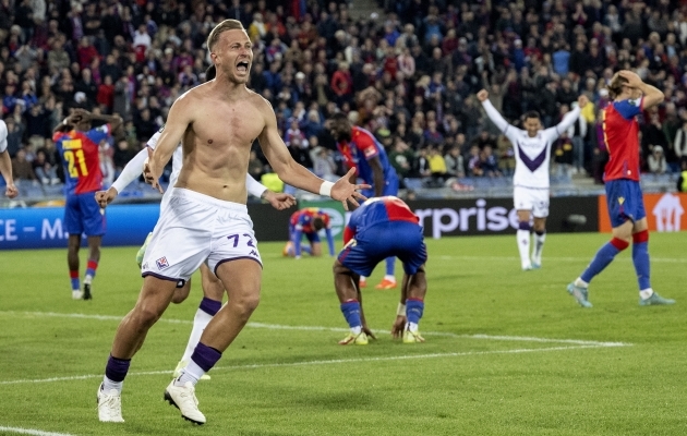 Antonin Baraki 120+9. minuti värav viis Fiorentina finaali. Foto: Scanpix / Ennio Leanza / EPA