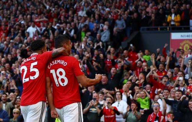 Casemiro viis Manchester Unitedi juhtima juba kuuendal minutil. Foto: Scanpix / Molly Darlington / Reuters
