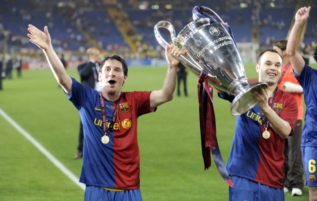 Lionel Messi (vasakul) lõi finaalis värava, Anders Iniesta (paremal) andis väravasöödu. Foto: Scanpix / Sven Simon / imago
