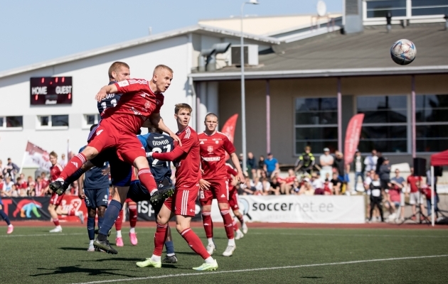 Kaimar Saagi peal&ouml;&ouml;k andis Paidele hilise 1:0 v&otilde;idu. Foto: Katariina Peetson / jalgpall.ee
