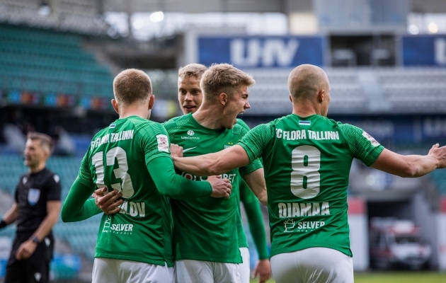 Tallinna Flora on 17 vooru j&auml;rel Premium liiga liider. Foto: Katariina Peetson / Jalgpall.ee