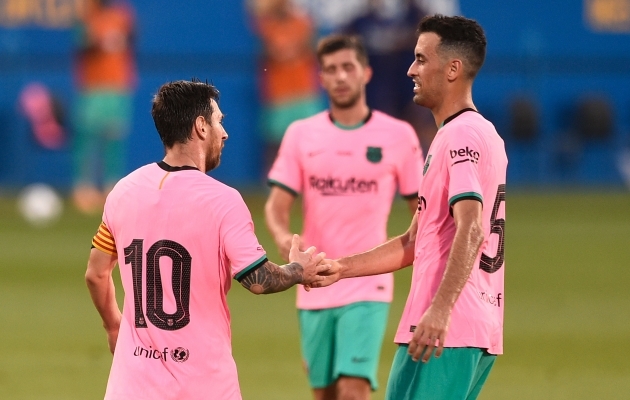 Sergio Busquets ja Lionel Messi saavad paariaastase pausi järel taas klubikaaslasteks. Foto: Scanpix / AFP / Josep Lago