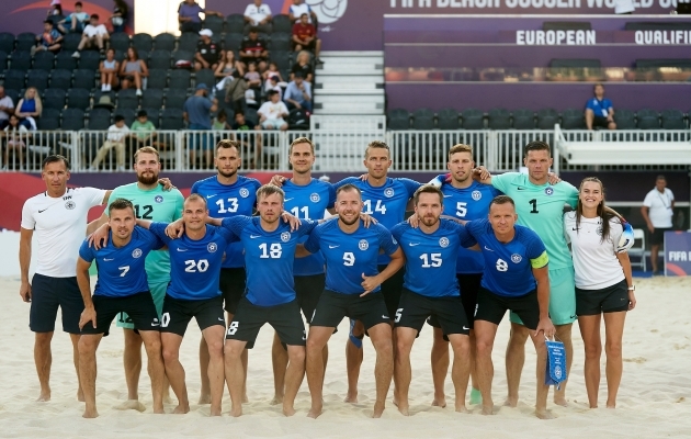 Eesti rannajalgpallikoondis võitis kaht vastast ja kaotas kolmele. Foto: Eesti Jalgpalli Liit