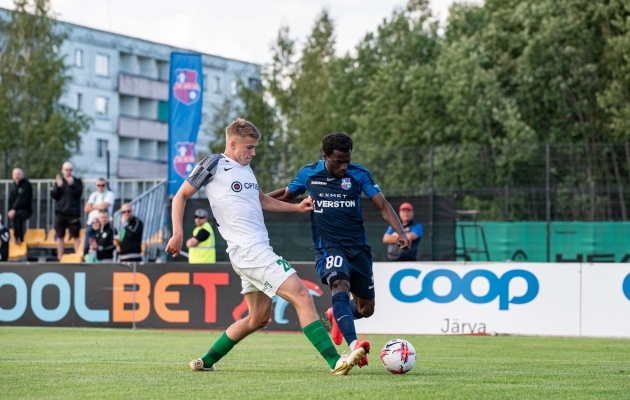 Thomas Agyepong sai viimases liigamängus Floraga esmakordselt oma võimeid näidata. Foto: Liisi Troska / jalgpall.ee