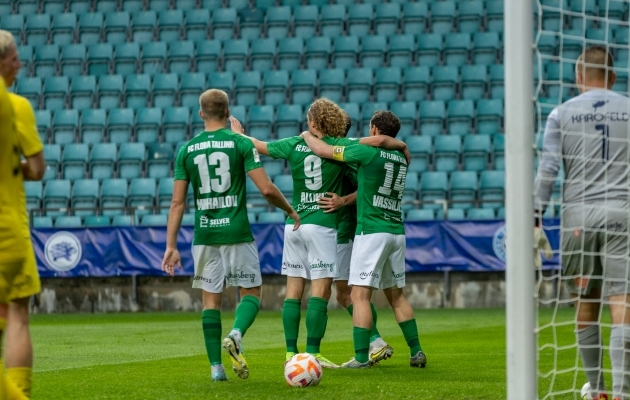 Tallinna FC Flora mehed (rohelises) said taas võidutunnet nautida. Foto: Katariina Peetson / jalgpall.ee