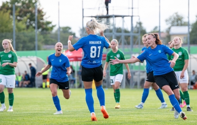 Kairi Himanen realiseeris 11. minutil penalti. Foto: Liisi Troska / jalgpall.ee