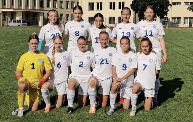 Eesti neidude U15 koondis eelmise aasta Balti turniiril. Foto: Eesti Jalgpalli Liit