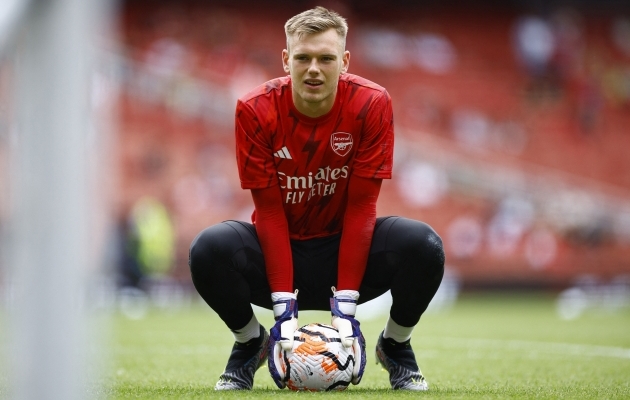 Karl Jakob Hein jätkab teist hooaega järjest Arsenali kolmanda numbrina. Foto: Scanpix / Action Images via Reuters / John Sibley 