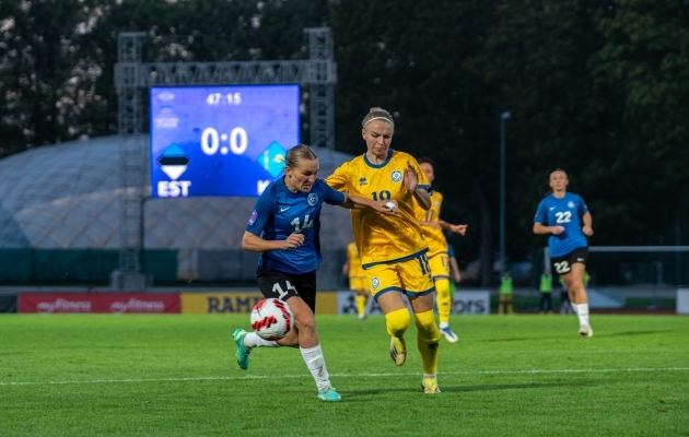 Esimene mäng Kasahstaniga soovitud tulemust ei toonud. Foto: Liisi Troska / jalgpall.ee