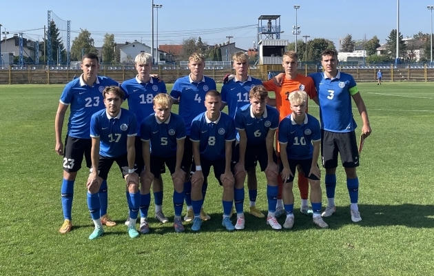 Eesti U19 koondise algkoosseis. Foto: jalgpall.ee