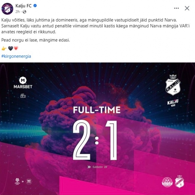 Kuvat&otilde;mmis Kalju Facebooki-seinalt.