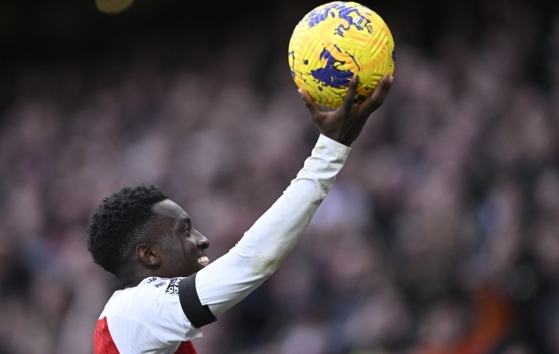 Eddie Nketiah l&otilde;i Sheffield Unitedi v&otilde;rku kolm palli. Foto: Scanpix / Tony Obrien / Reuters