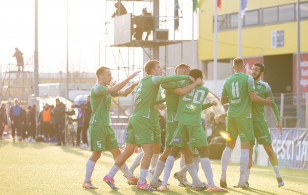 FCI Levadia tähistab 1:0 eduseisu asumist. Foto: Katariina Peetson / jalgpall.ee
