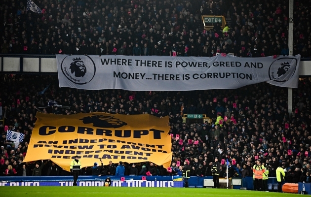 Evertoni fännide protest Goodison Parkil. Foto: Scanpix / Paul Ellis / AFP