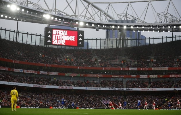 Arsenali ja Chelsea mõõduvõtt meelitas Emiratesi staadionile ligi 60 tuhat pealtvaajat. Foto: Scanpix / John Sibley / Reuters