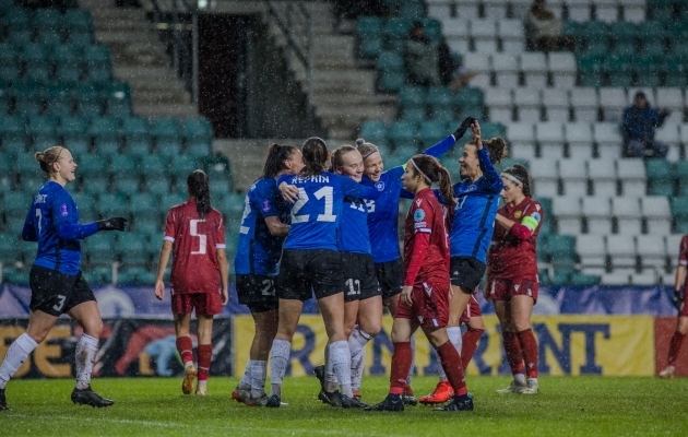 Eesti naiste koondis sai aasta suurima võidu 31. oktoobril, kui alistas kodus Armeenia 5:1. Foto: Katariina Peetson / jalgpall.ee