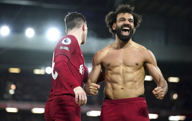 Kui Manchester United viimati Anfieldil k&auml;is, tegid Liverpool ja Mohamed Salah nendega, mida ise tahtsid. Foto: Scanpix / PA via AP / Peter Byrne