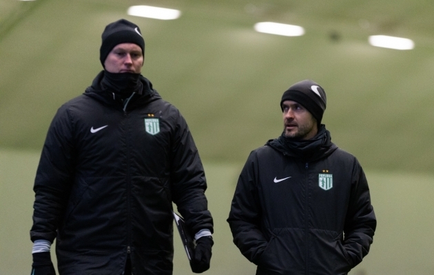 FC Flora treenerid Sander Post ja Norbert Hurt. Foto: Katariina Peetson / jalgpall.ee