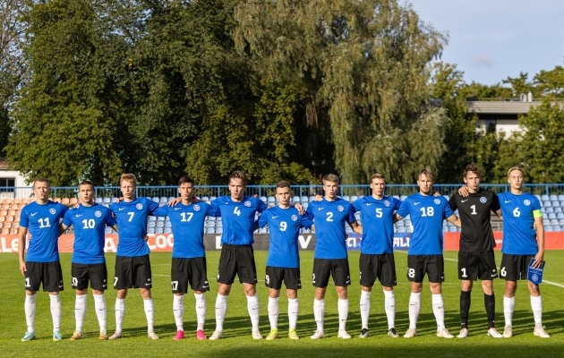 Eesti U21 koondise mängijad. Foto: Katariina Peetson / jalgpall.ee