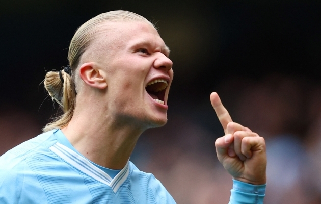 Erling Haaland säras Manchester City võidumängus kahe väravaga. Foto: Scanpix / Carl Recine / Reuters