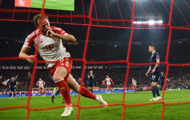 Harry Kane lööb väravaid igast asendist ja tassib Bayernit edasi. Foto: Scanpix / IMAGO / Jan Huebner