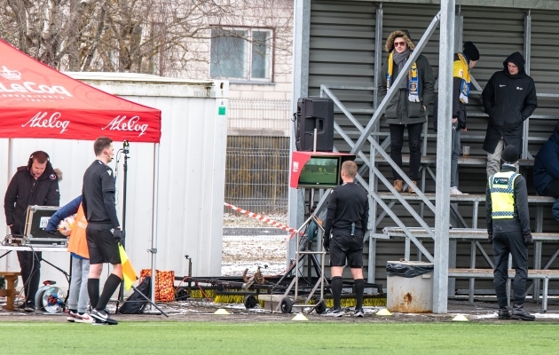 Neljaminutiline VAR-i paus võttis Levadialt ühe värava ära. Foto: Allan Mehik