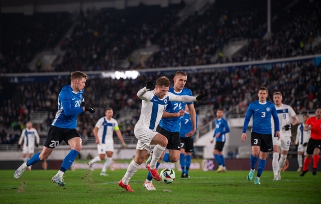 Eesti koondis sai Soomelt 1:2 kaotuse. Foto: Liisi Troska / jalgpall.ee