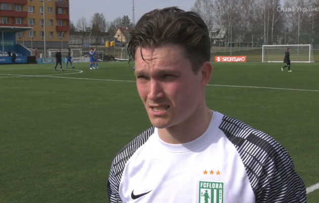 Markus Soomets mängujärgsel intervjuul. Foto: Soccernet.ee