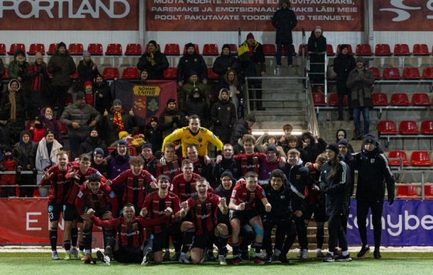 Nõmme United võis ajaloolise võidu järel juubeldada. Foto: Katariina Peetson / jalgpall.ee